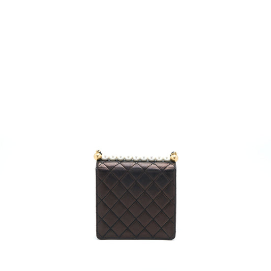 Chanel Vertical Pearl Flap Bag Goatskin Black