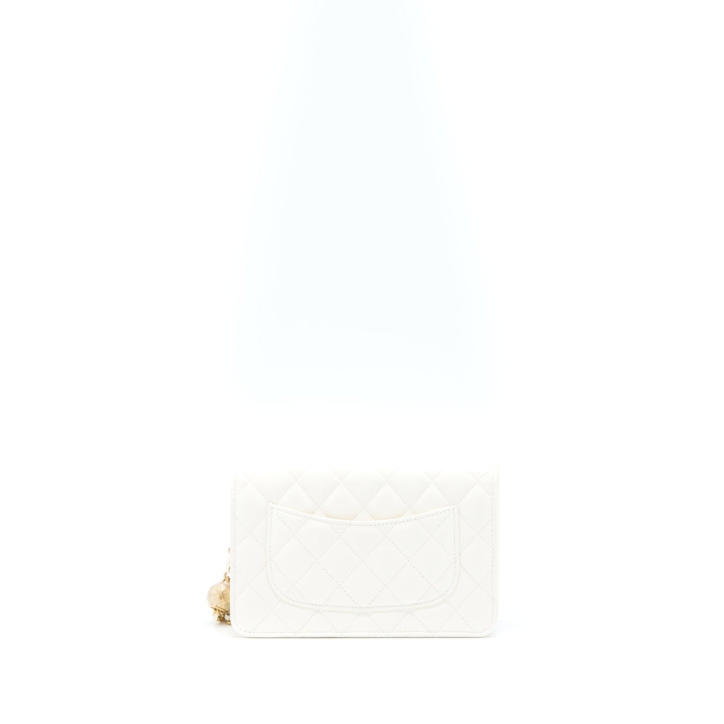 Chanel Pearl Crush Wallet On Chain Lambskin White  (Microchip)