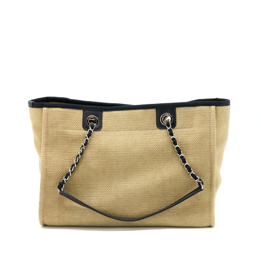 Chanel Deauville Tote Canvas Dark Beige