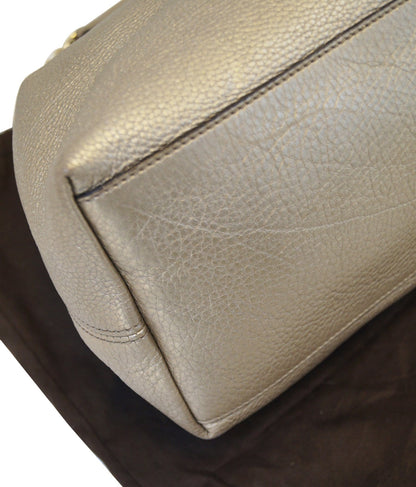 GUCCI Gold Pebbled Leather Soho Chain Tote Bag
