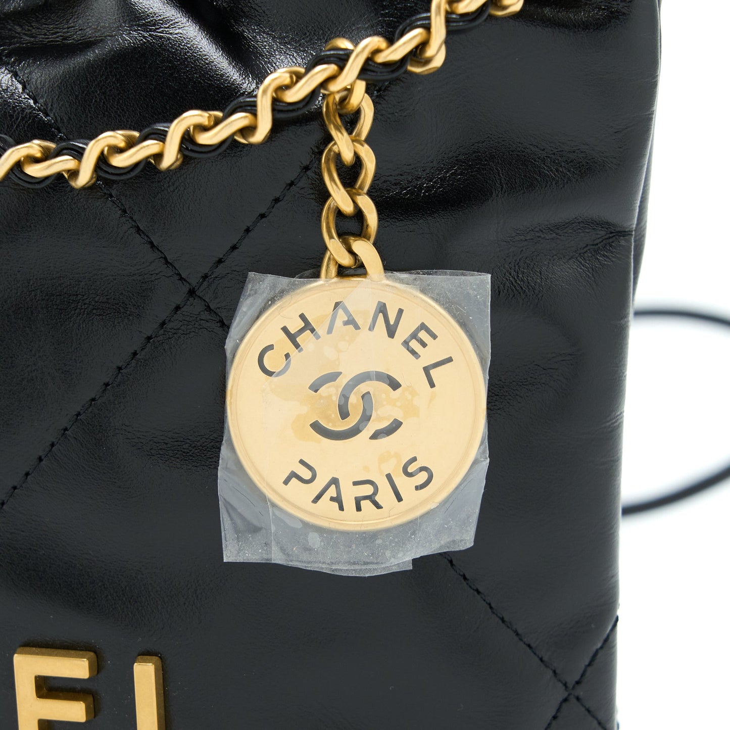 Chanel Mini 22 Bag Shiny Calfskin Black  (Microchip)