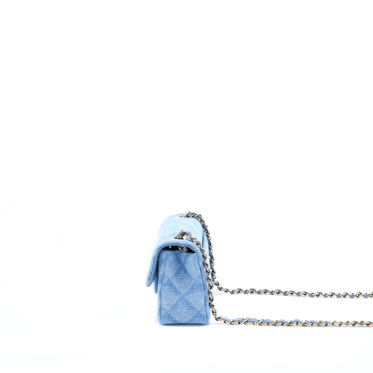 Chanel 22B Mini Rectangular Denim Light Blue L (Microchip)