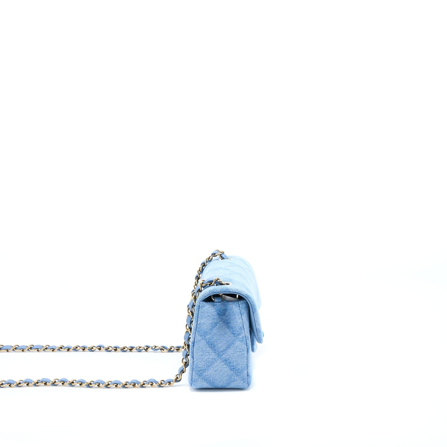 Chanel 22B Mini Rectangular Denim Light Blue L (Microchip)