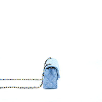 Chanel 22B Mini Rectangular Denim Light Blue L (Microchip)