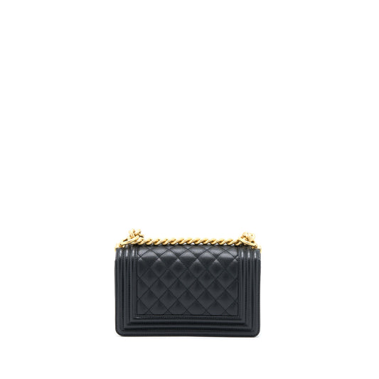 Chanel Small Boy Bag Caviar Black Brushed  (Microchip)