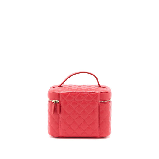 Chanel Top Handle Vanity Case Caviar Red L