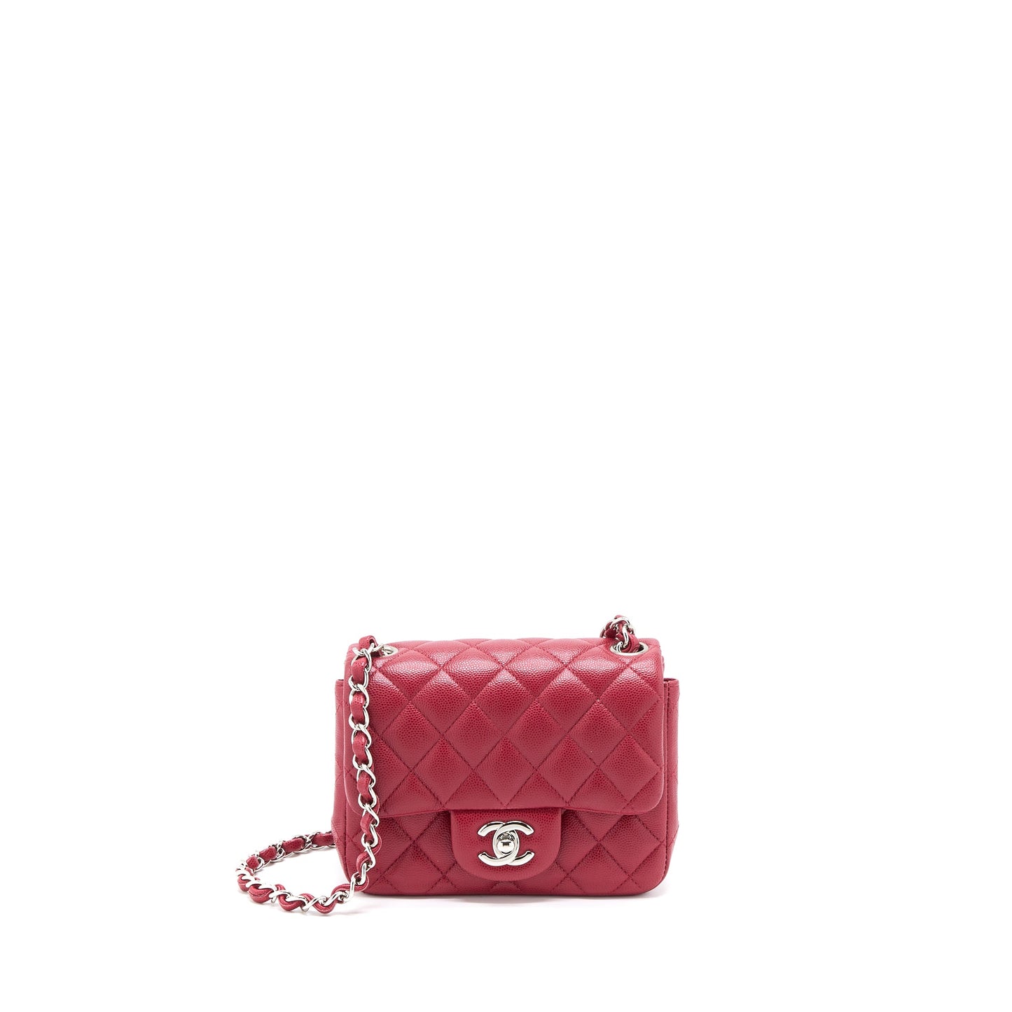 Chanel 18B Mini Square Caviar Red