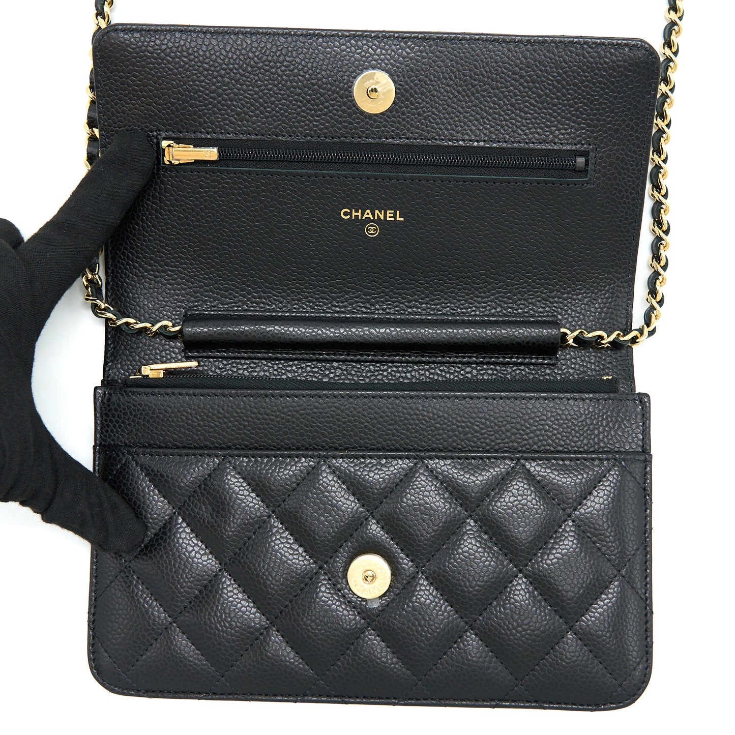 Chanel Classic Wallet on Chain Caviar Black  (Microchip)