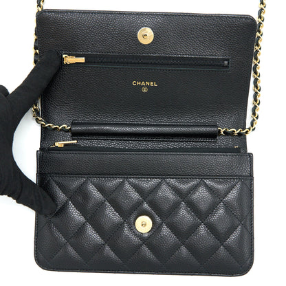 Chanel Classic Wallet on Chain Caviar Black  (Microchip)