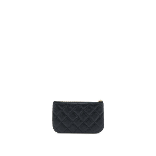 Chanel Zippy Small Pouch Detailed Logo Caviar Black L