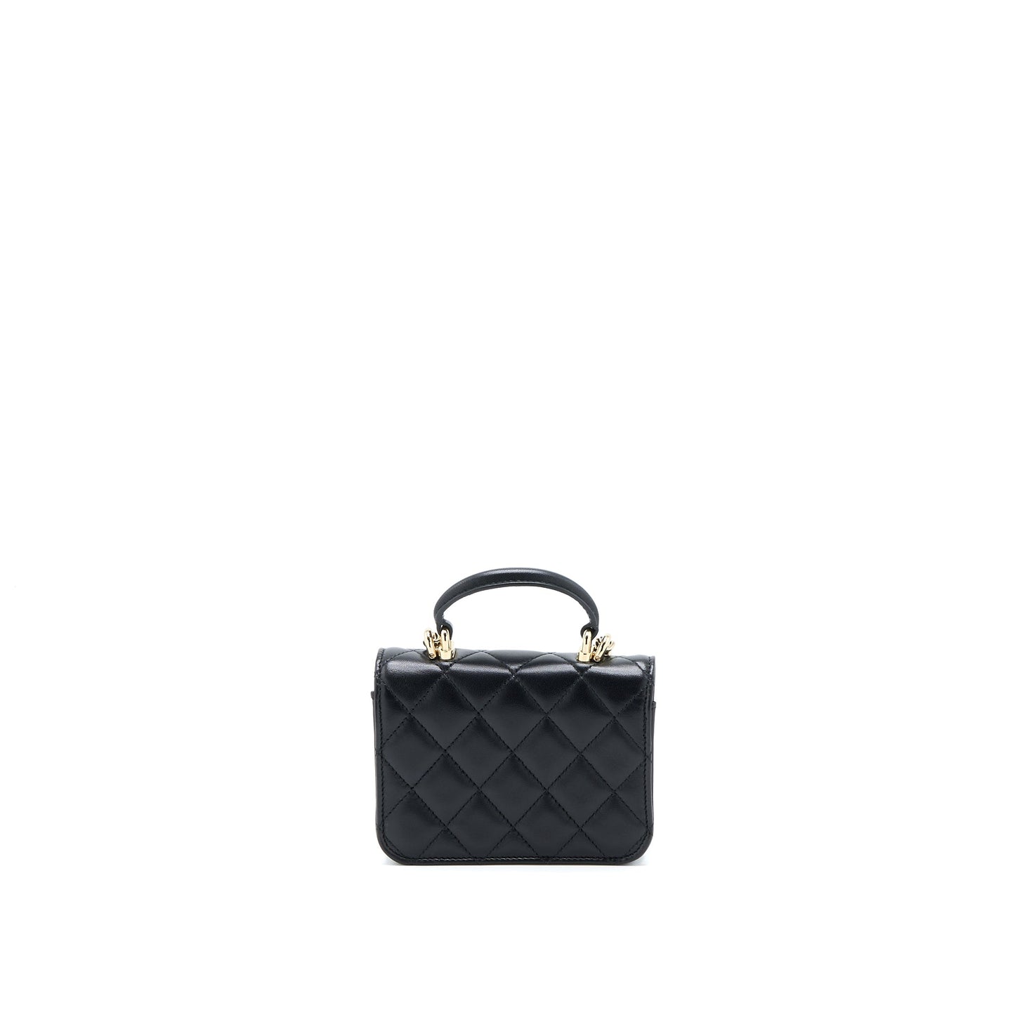 Chanel Mini Top Handle Flap Bag Lambskin Black L