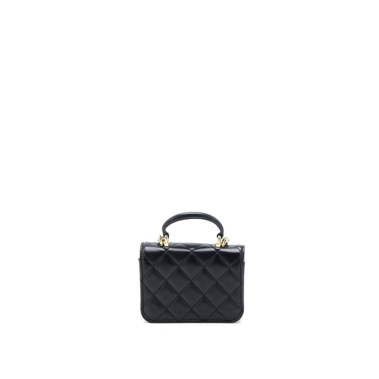 Chanel Mini Top Handle Flap Bag Lambskin Black L