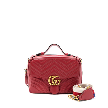 Gucci Sylvie Web GG Marmont Bag Calfskin Red