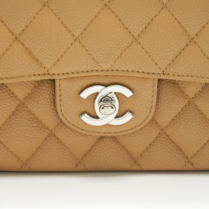 Chanel Medium Classic Double Flap Bag Caviar Dark Beige