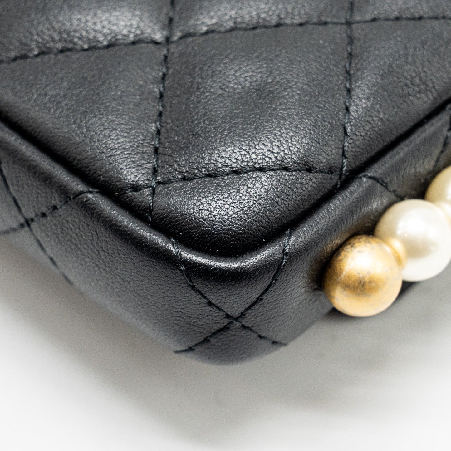 Chanel Mini Flap Purse with Pearl Chain Calfskin