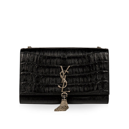 Saint Laurent Kate Tassel Croc Embossed