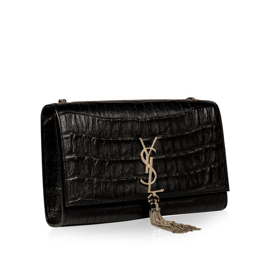 Saint Laurent Kate Tassel Croc Embossed