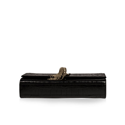 Saint Laurent Kate Tassel Croc Embossed