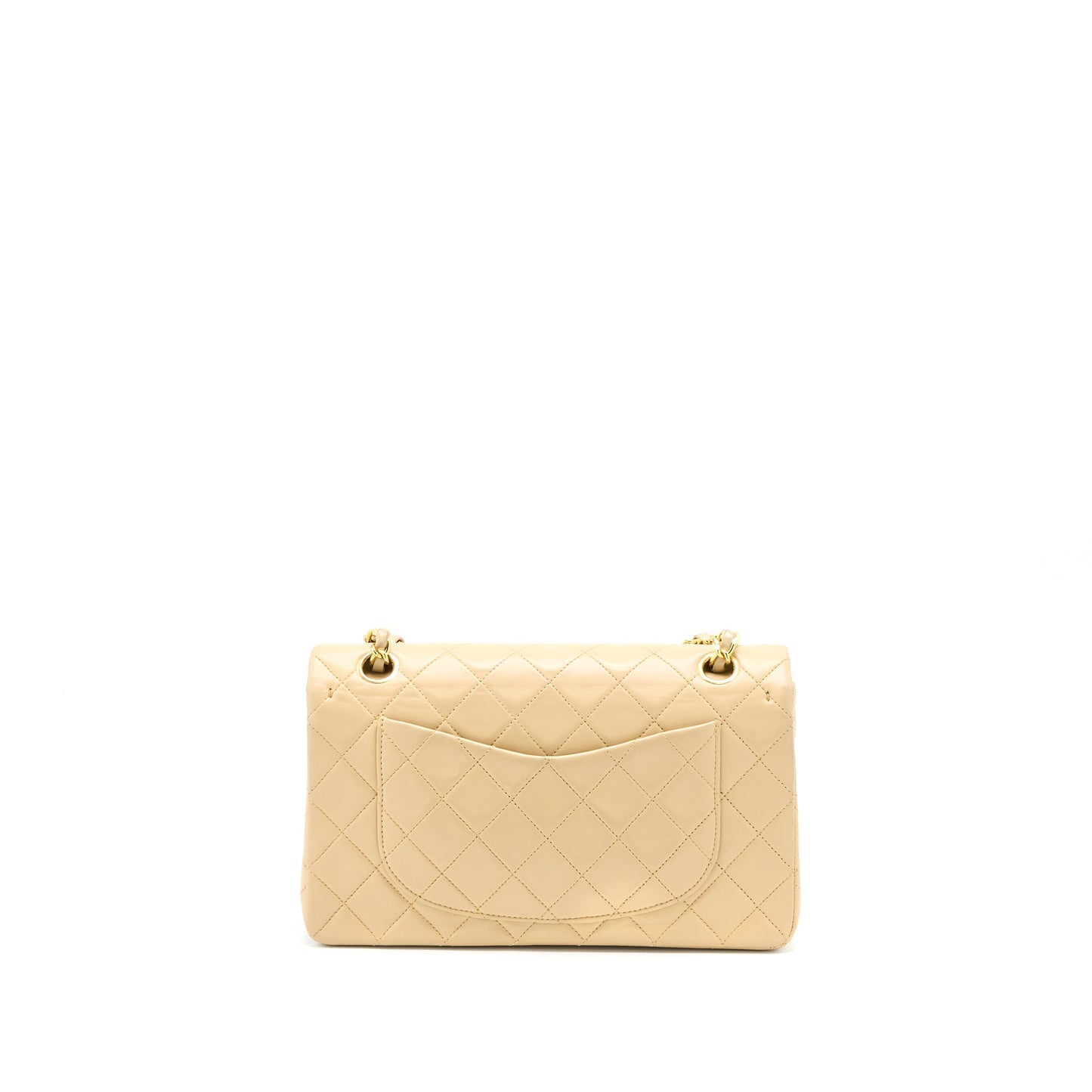 Chanel Vintage Small Classic Double Flap Bag Lambskin Beige