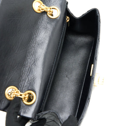 Chanel Mini 2.55 Reissue Flap Bag Aged Calfskin Black Brushed  (Microchip)