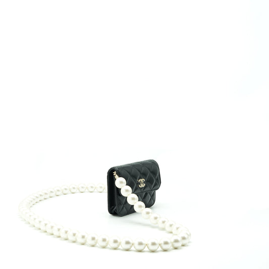 Chanel Giant Pearl Chain Mini Bag Lambskin Black L