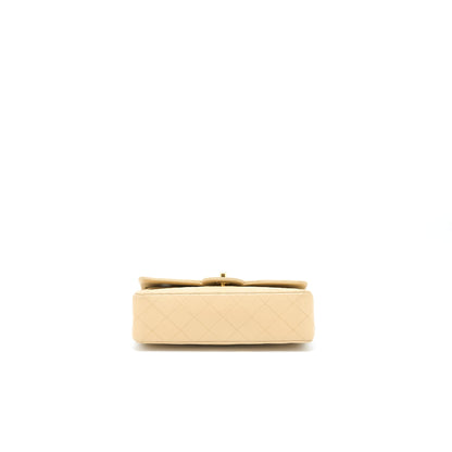 Chanel Vintage Small Classic Double Flap Bag Lambskin Beige