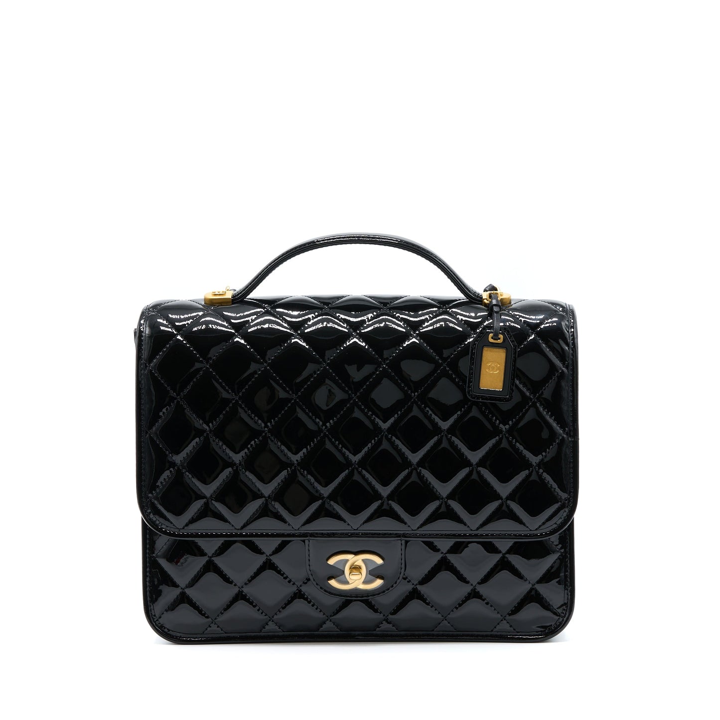Chanel 22K Large Backpack Patent Black Brushed  (Microchip)
