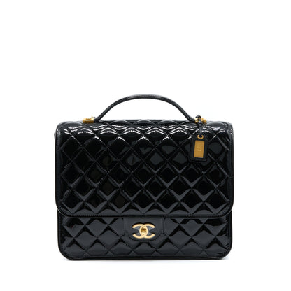 Chanel 22K Large Backpack Patent Black Brushed  (Microchip)
