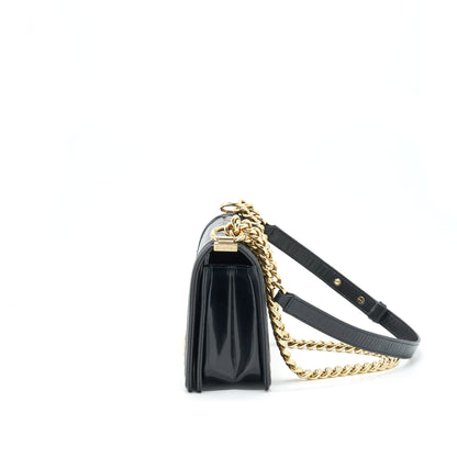 Chanel Medium Le Boy Patent Leather Black L