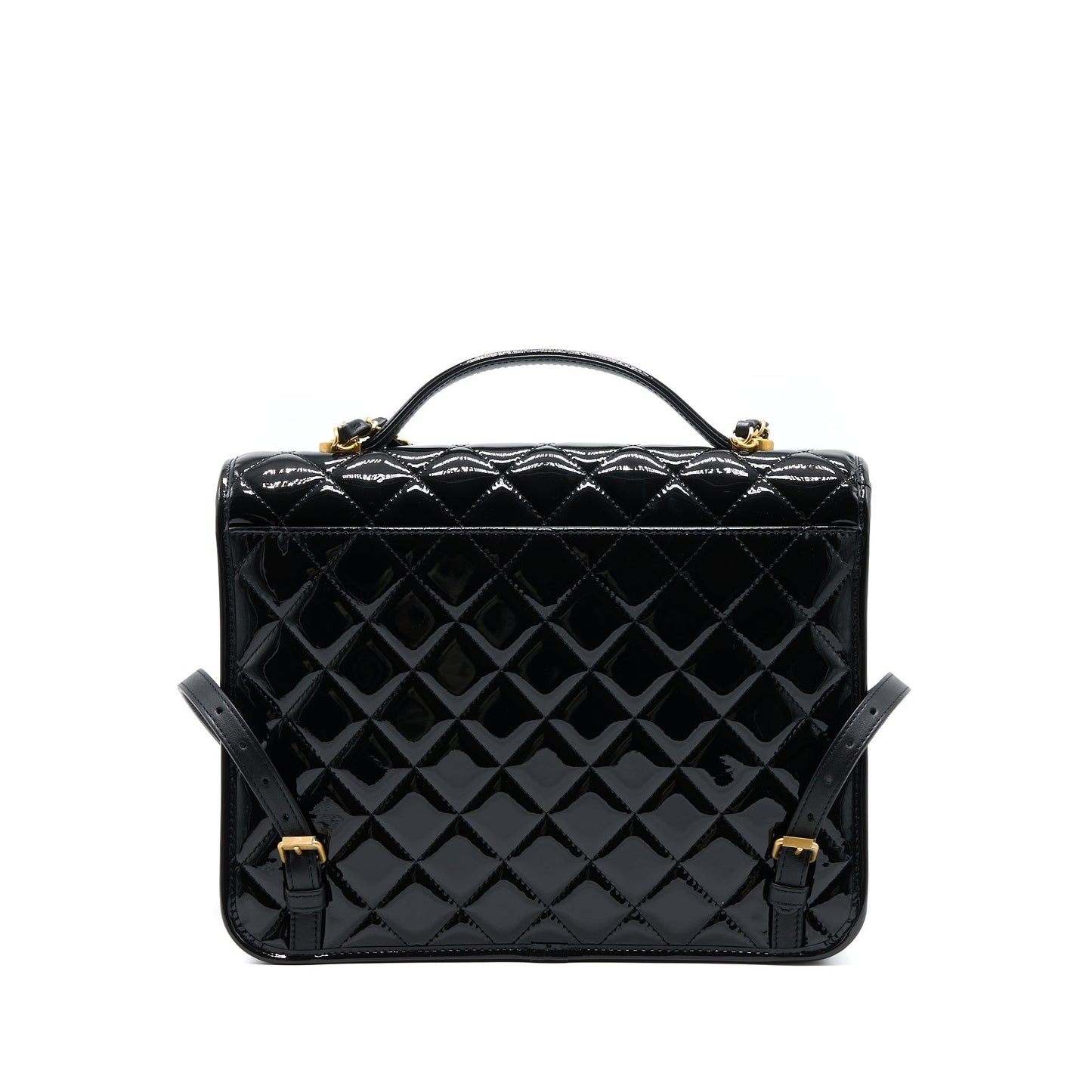 Chanel 22K Large Backpack Patent Black Brushed  (Microchip)