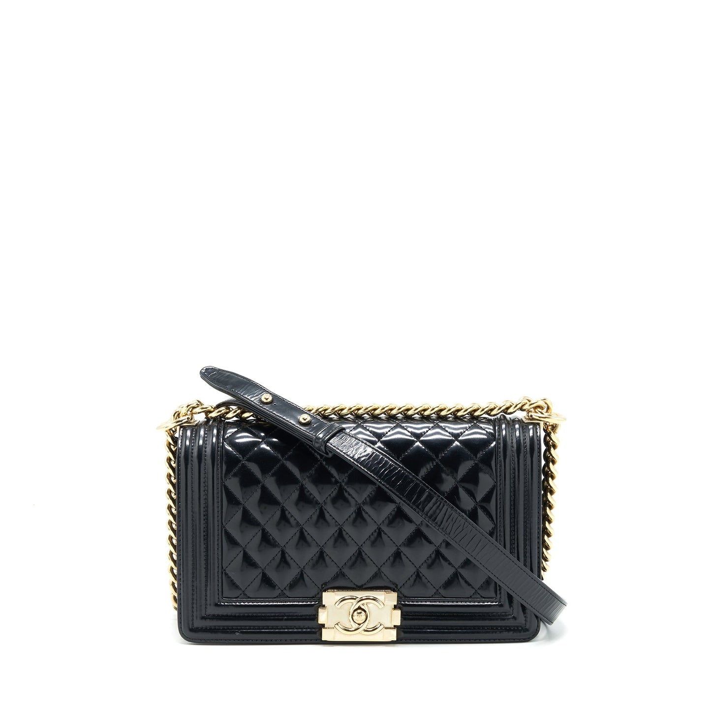 Chanel Medium Le Boy Patent Leather Black L