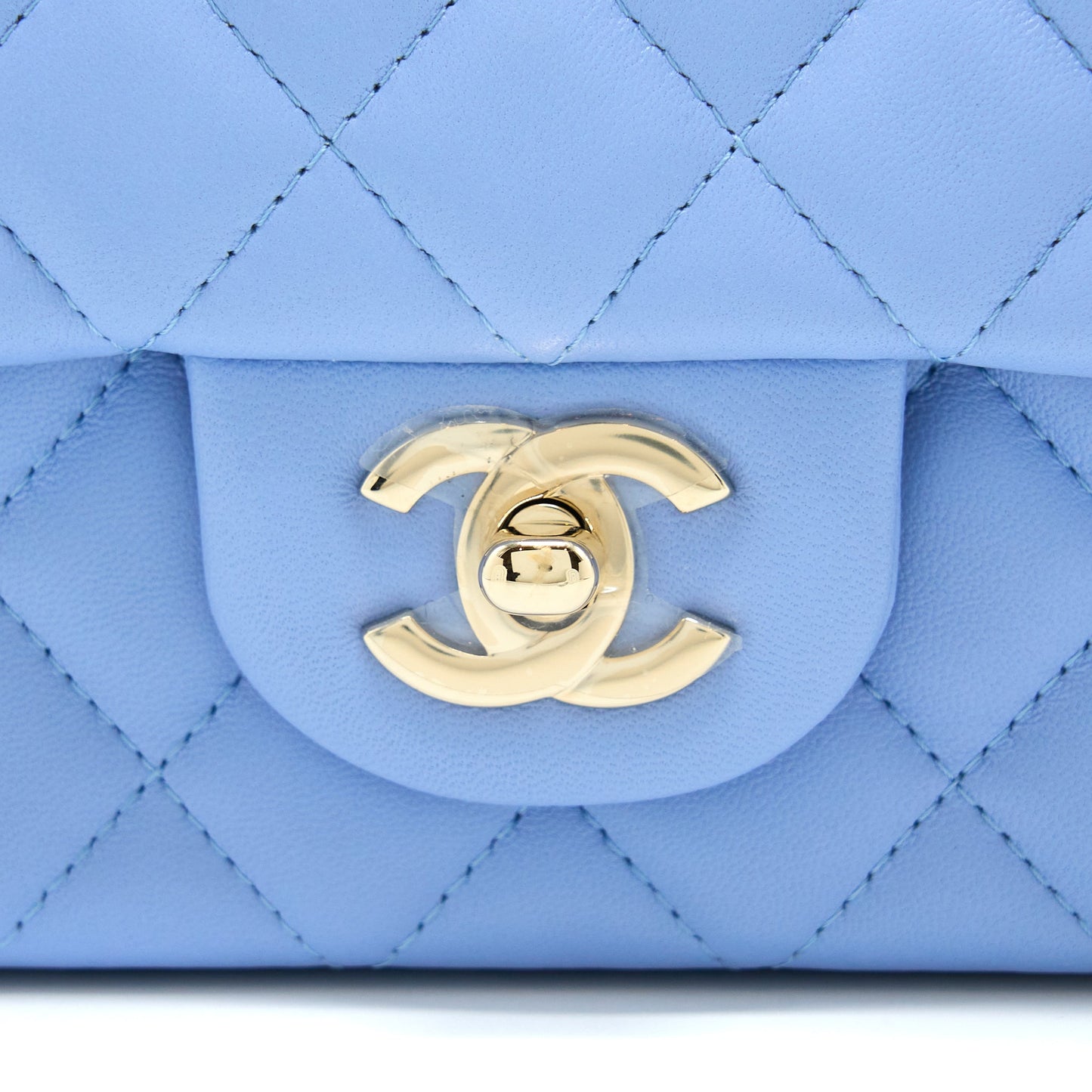Chanel Mini Rectangular Flap Bag Lambskin Blue L