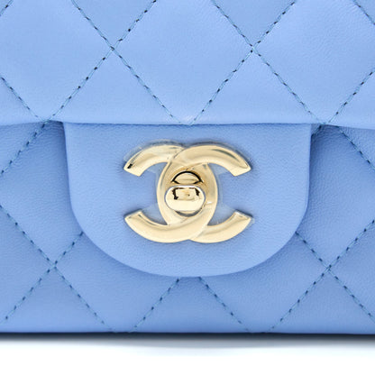 Chanel Mini Rectangular Flap Bag Lambskin Blue L