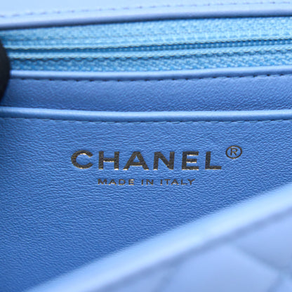 Chanel Mini Rectangular Flap Bag Lambskin Blue L