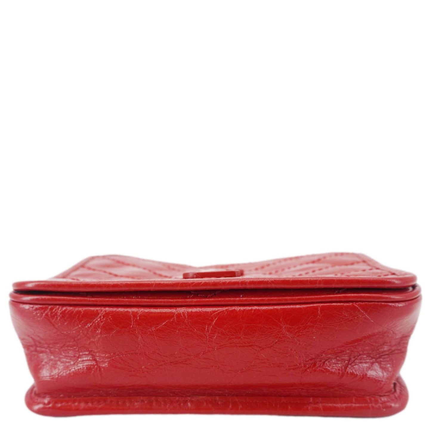 YVES SAINT LAURENT Niki Crinkled Leather Chain Wallet Crossbody Bag Red