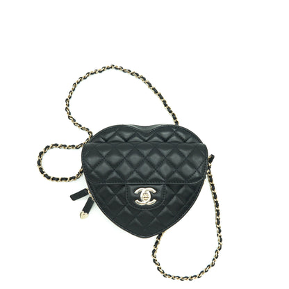 Chanel 22S Heart Bag Lambskin Black L