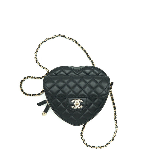 Chanel 22S Heart Bag Lambskin Black L