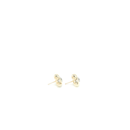 Chanel 22C Mini Heart CC Logo Earrings Light Gold Tone