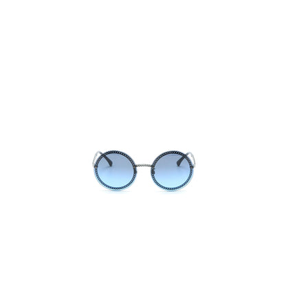 Chanel 4245 Round Sunglasses Leather Chain Dark Blue