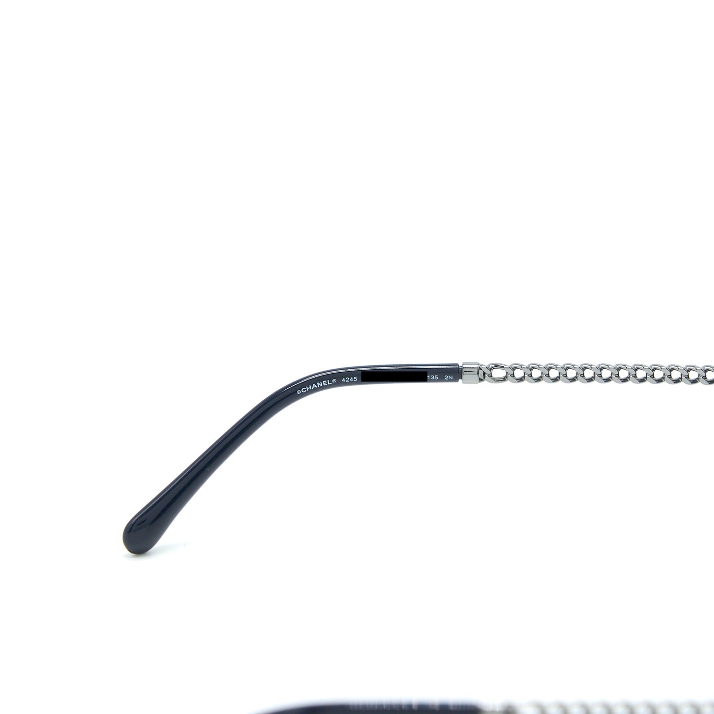 Chanel 4245 Round Sunglasses Leather Chain Dark Blue
