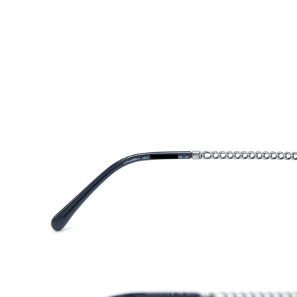 Chanel 4245 Round Sunglasses Leather Chain Dark Blue