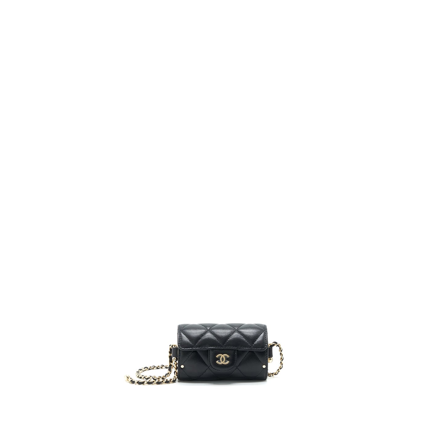 Chanel 21A Lipstick Mini Bag with Chain BLACK