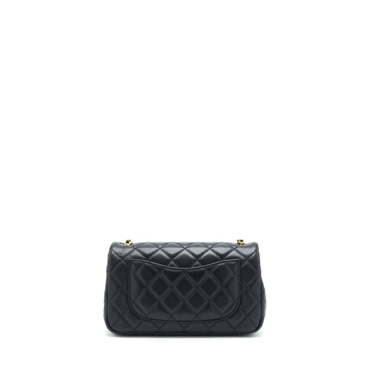Chanel Pearl Crush Mini Rectangular Flap Bag Lambskin Black