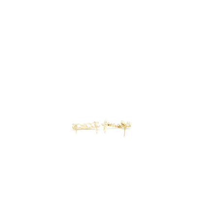 Chanel Coco/Chanel Letter Earrings Crystal Light Gold Tone