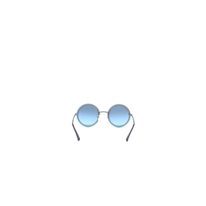 Chanel 4245 Round Sunglasses Leather Chain Dark Blue