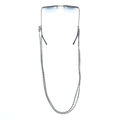 Chanel 4245 Round Sunglasses Leather Chain Dark Blue