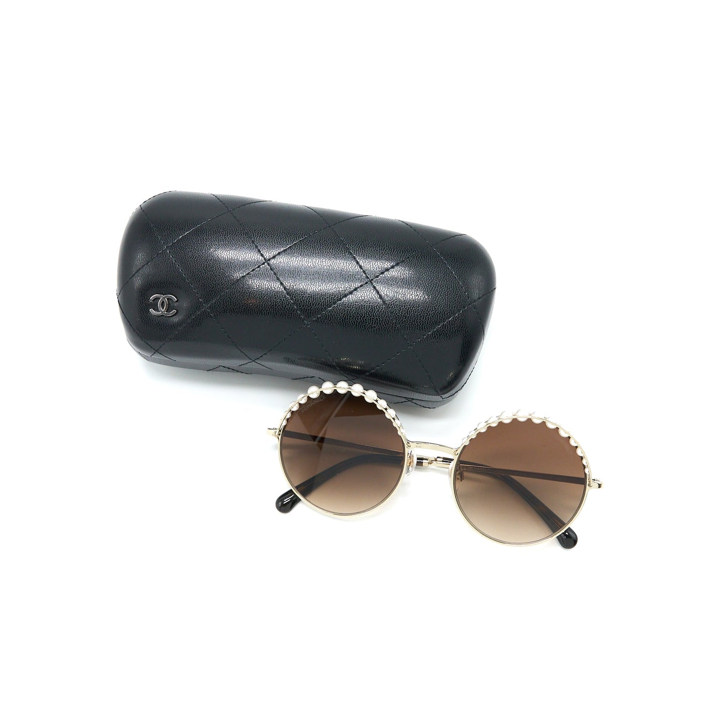 Chanel 4234H Round Sunglasses with Pearl Dark Brown