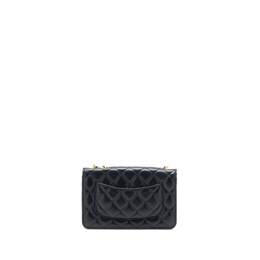 Chanel 22K Gold Pillar Wallet On Chain Lambskin Black Brushed (Microchip)