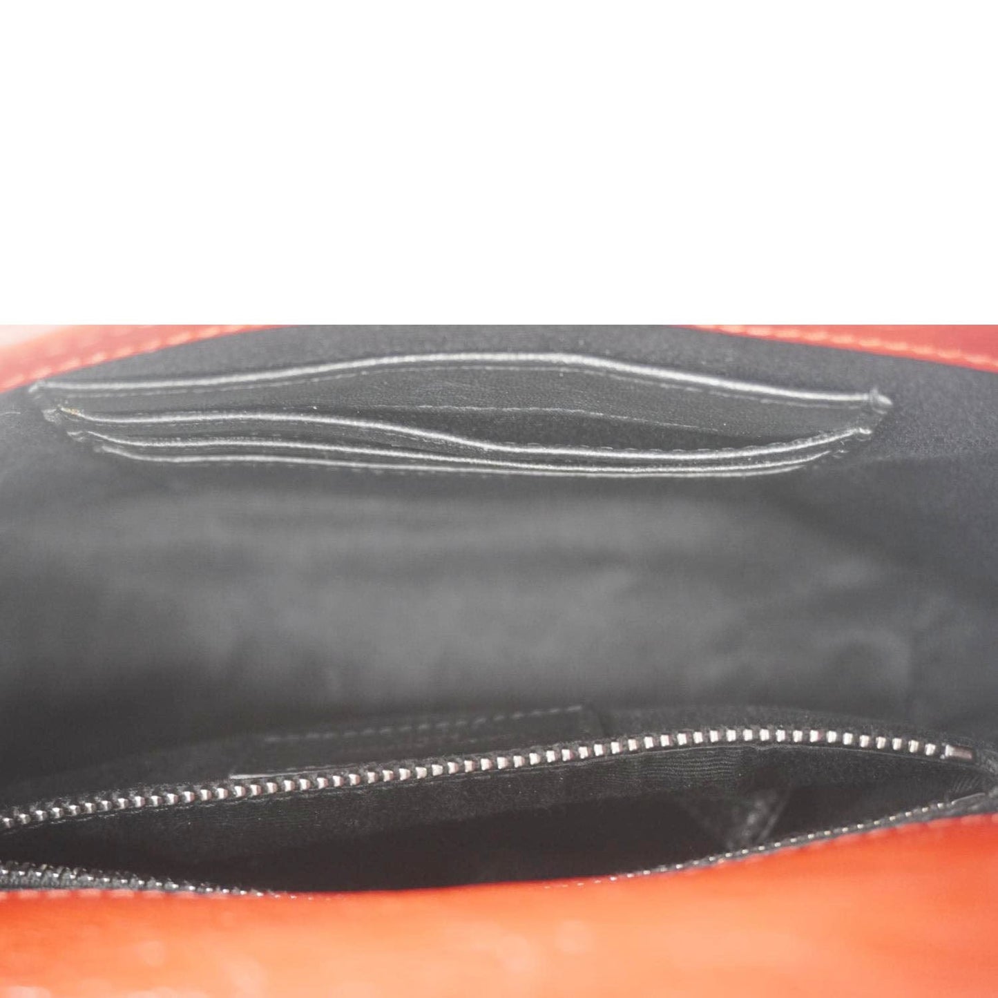 YVES SAINT LAURENT Niki Crinkled Leather Chain Wallet Crossbody Bag Red