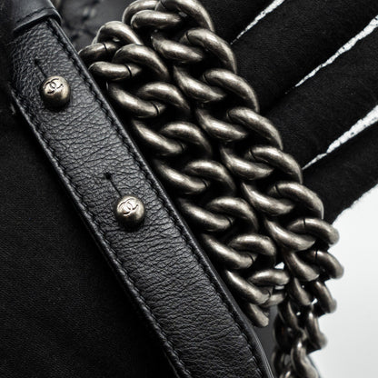 Chanel medium boy bag calfskin black ruthenium hardware